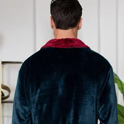 Men's Shawl Collar Fleece Robe - Lotus Linen