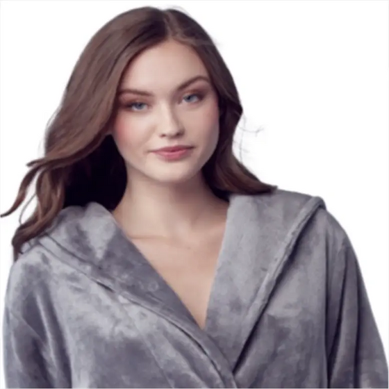Women's Hooded Plush Robes - Lotus Linen
