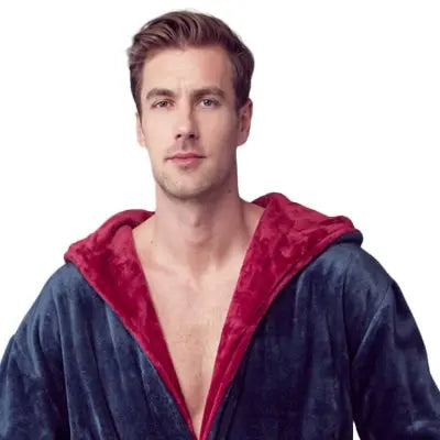 Men's Hooded Plush Robe - Lotus Linen