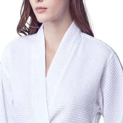 Women's Waffle Kimono Knee Length Robe - Lotus Linen