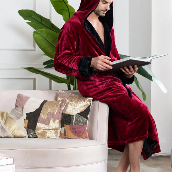Men’s Robe with Hood – Ultra-Soft Plush Comfort for Everyday Use - Lotus Linen