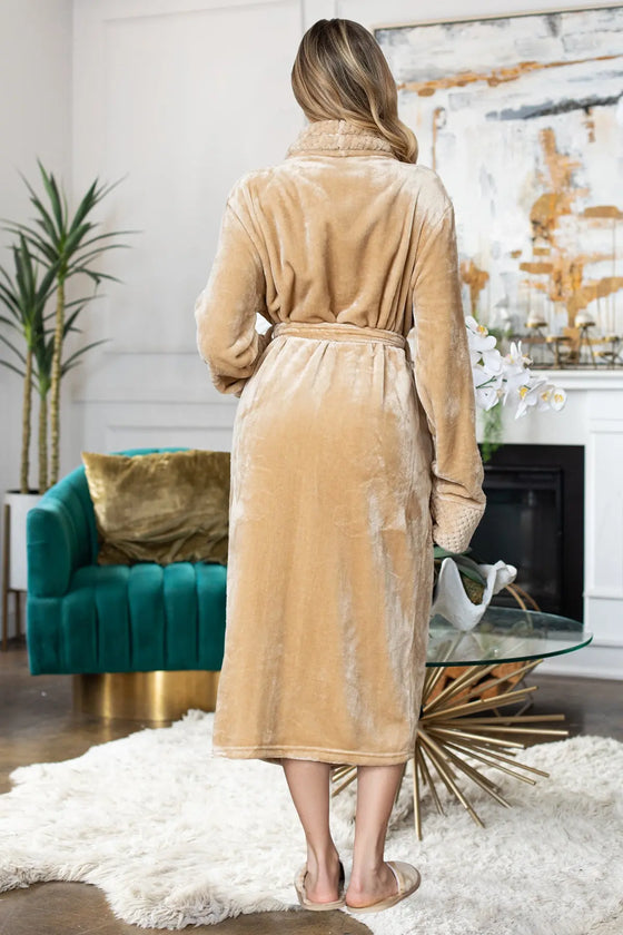 Women's Ultra Soft Fleece Bathrobe - Lotus Linen