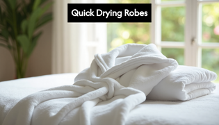  Luxurious quick drying robe on spa bench