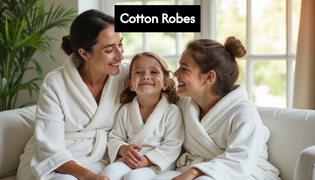  People lounging in cotton robes at home or spa