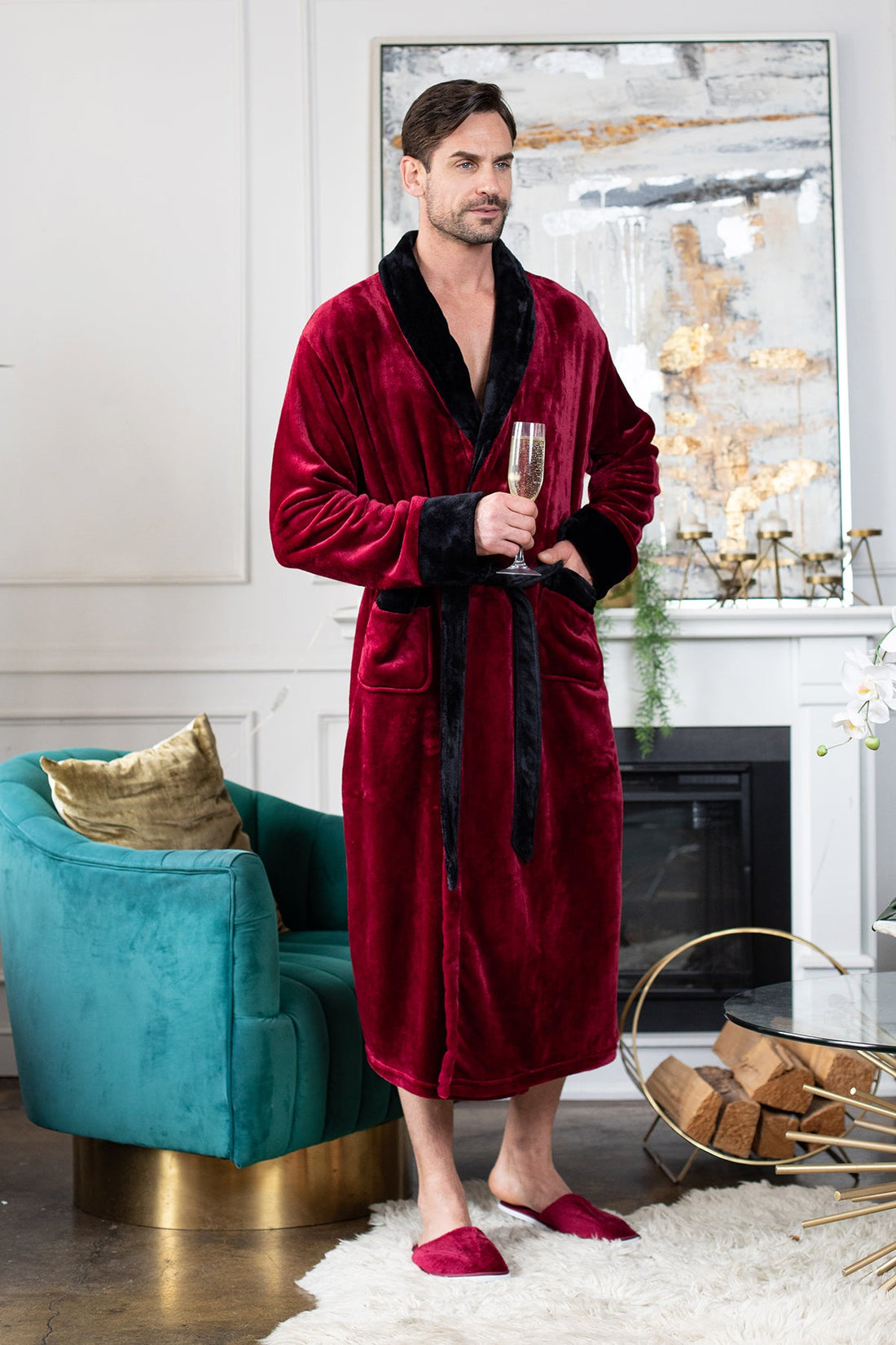  men wear soft tall and big plush bath robe