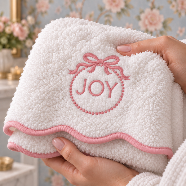 Bath Towels – Fluffy, Ultra Soft & Highly Absorbent (4 pieces) - Pink Piping