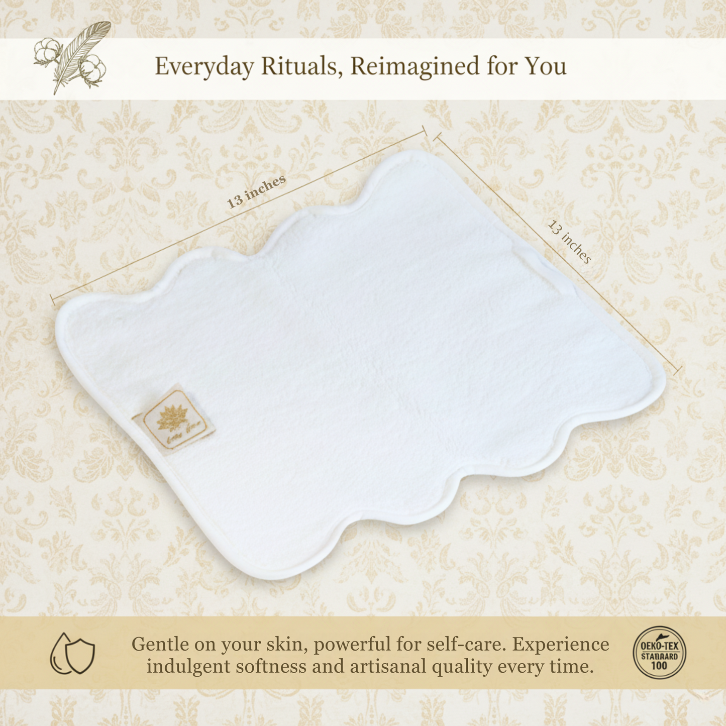 Luxury seekers' scallop-edge washcloth in pristine white for indulgent spa-worthy softness - Lotus Linen