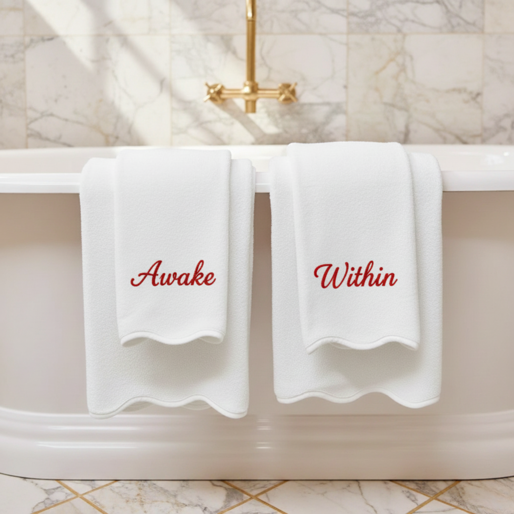 Luxury Scallop Piping Cotton Bath Mat