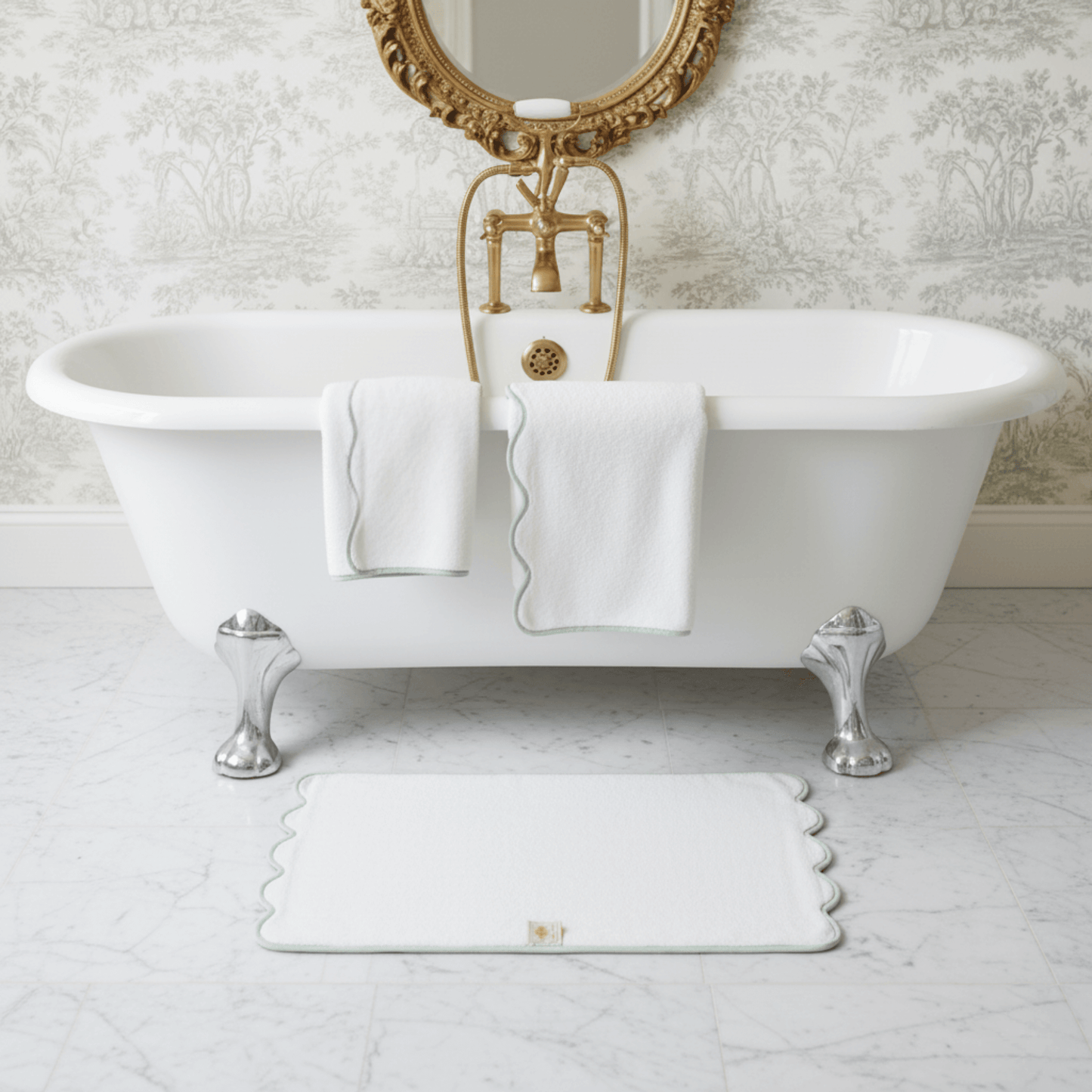 Luxury lovers' fluffy white bath towels with scalloped edges for spa-quality comfort at home - Lotus Linen