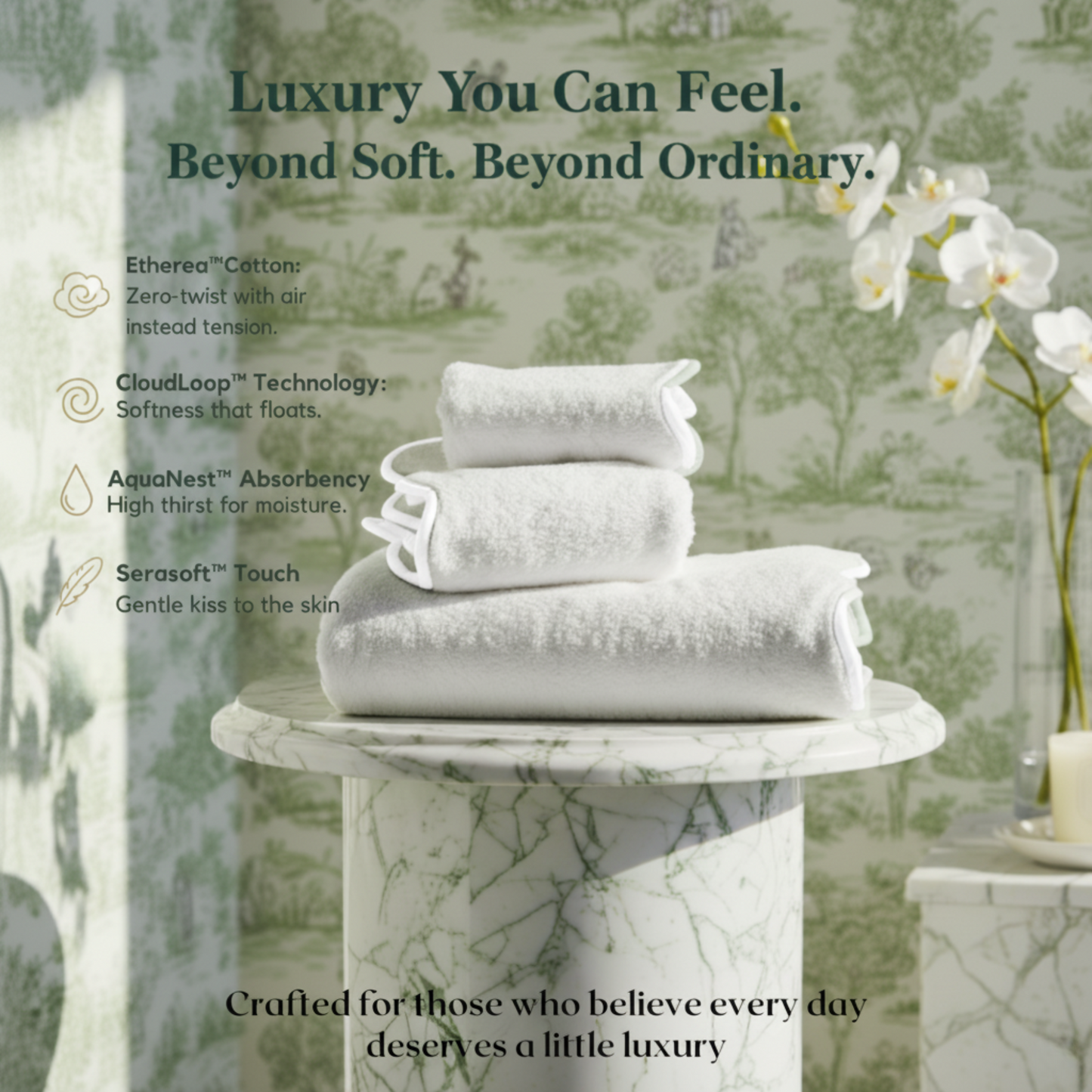 Everyday luxury seekers' plush cotton hand towels in soft white with elegant scallop piping for cloud-soft comfort - Lotus Linen