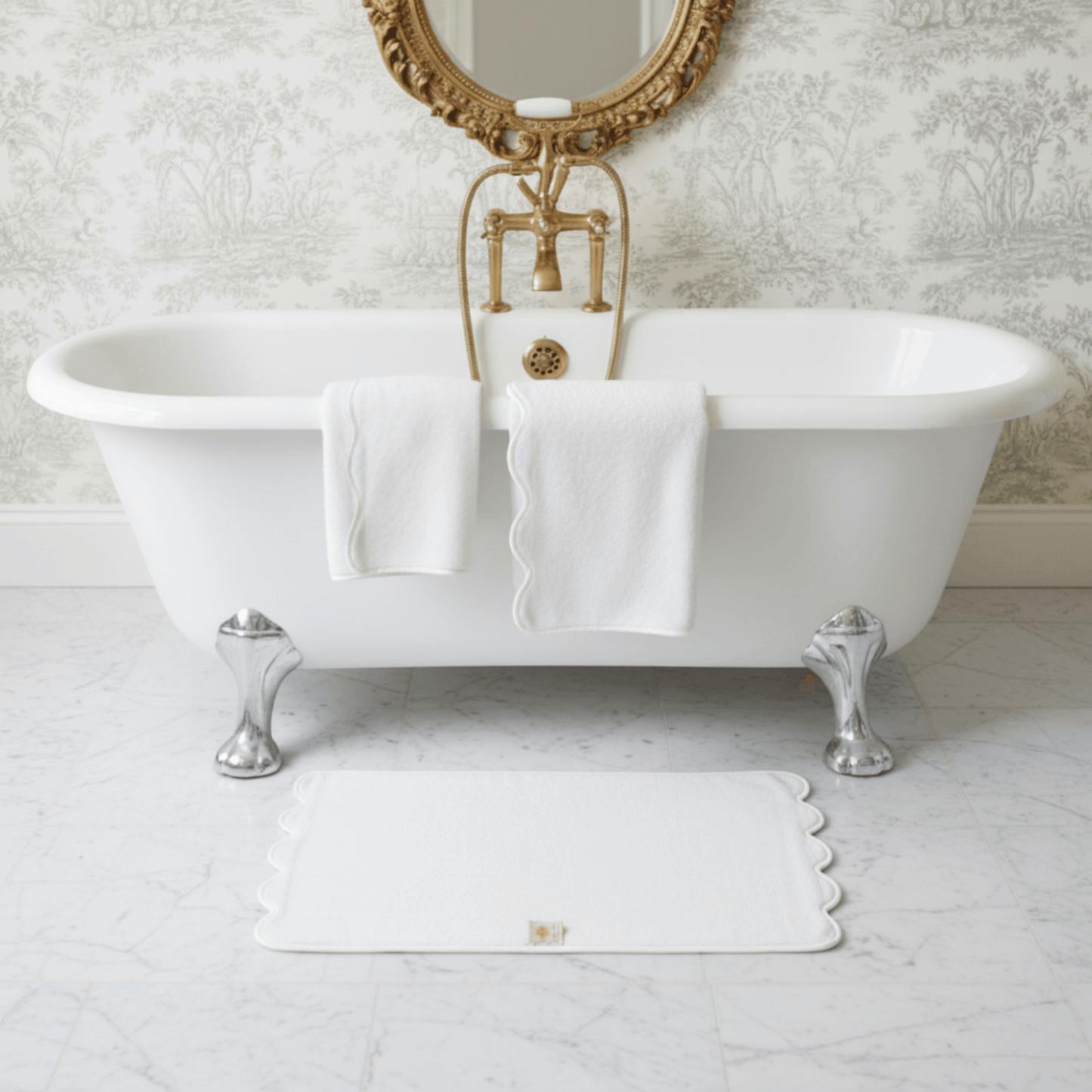 Luxury lovers' fluffy white bath towels with scalloped edges for spa-quality comfort at home - Lotus Linen