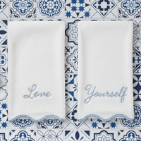 Luxury Cotton Hand Towels with Scallop Piping