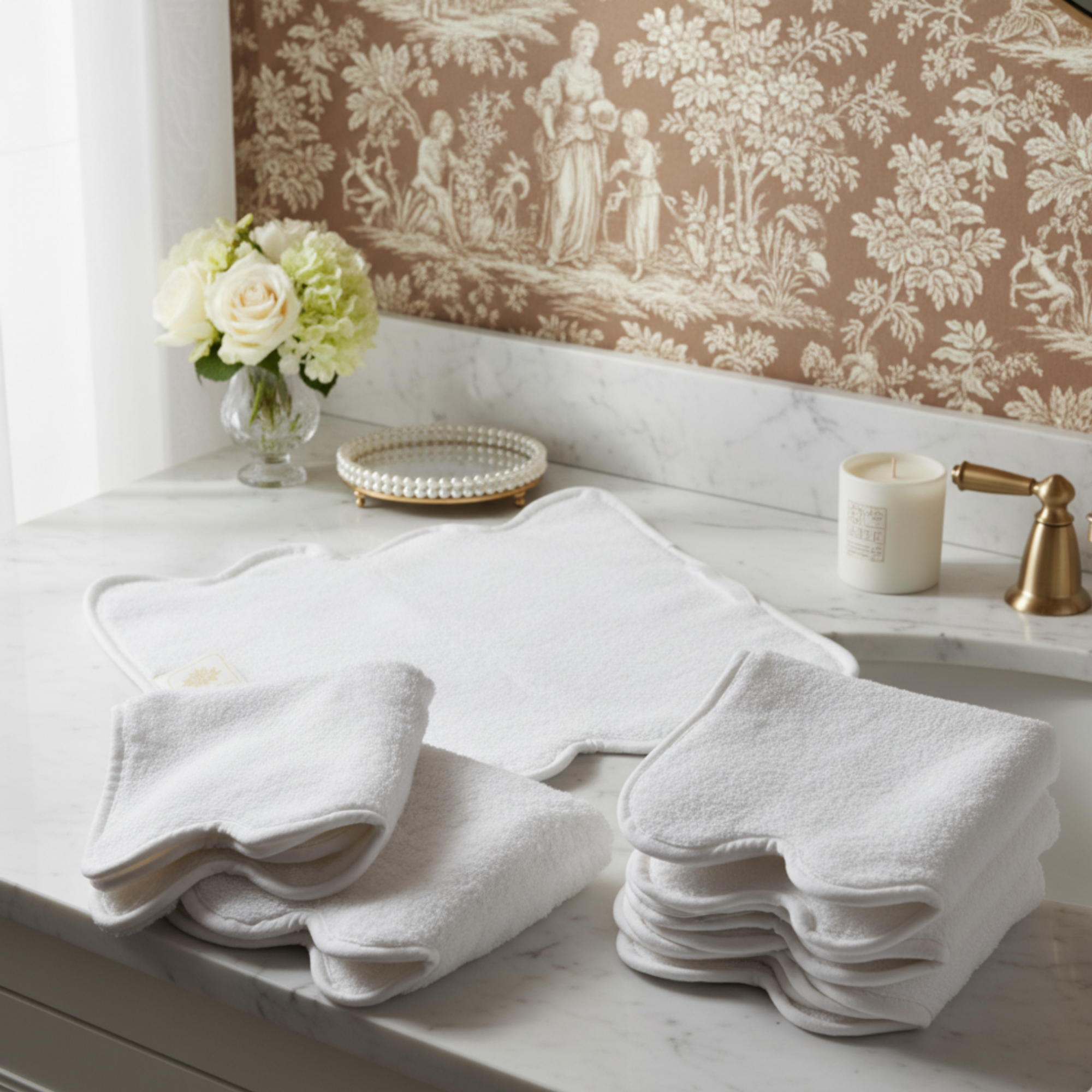 Luxury Scallop Piping Cotton Bath Mat