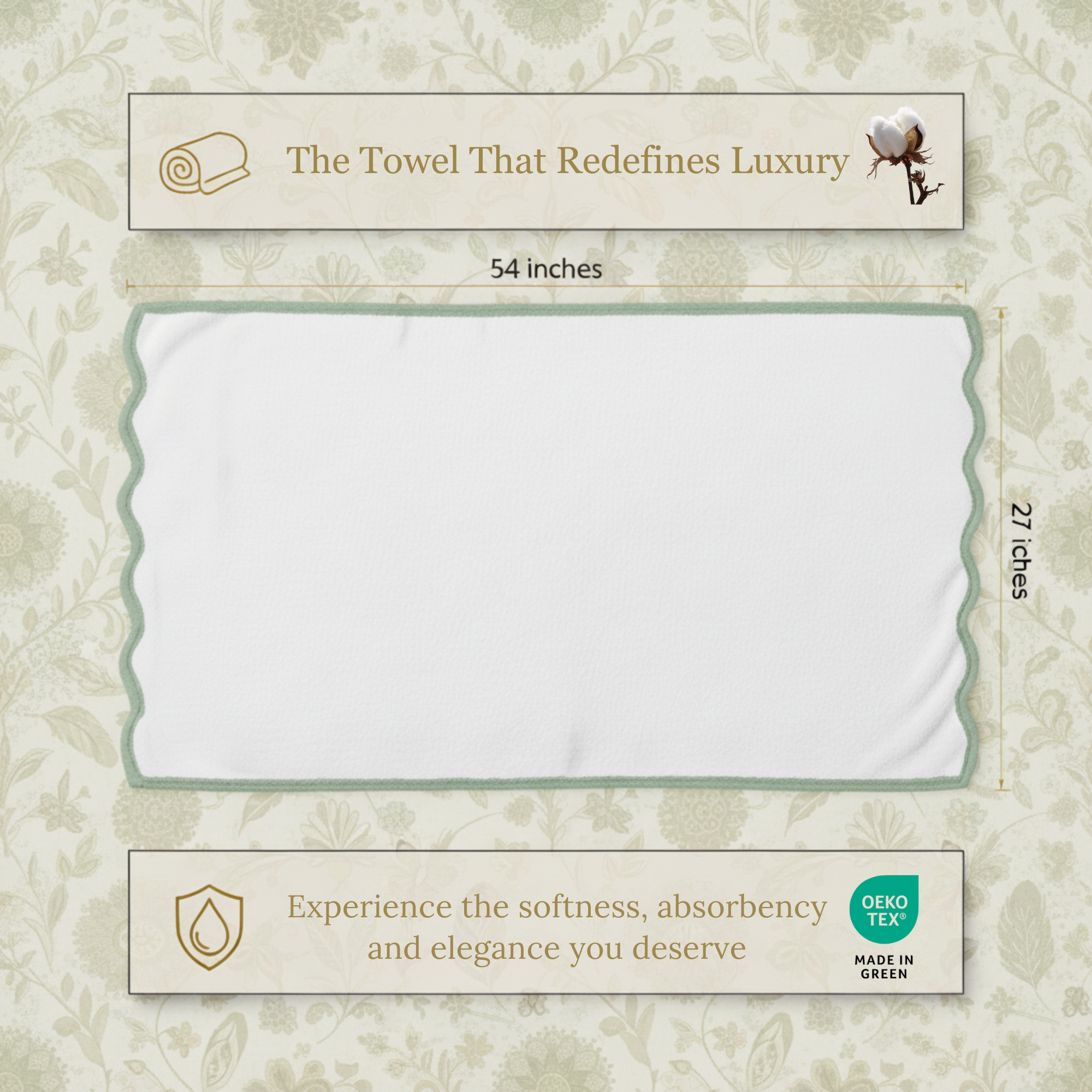 Luxury Scallop Piping Cotton Bath Mat