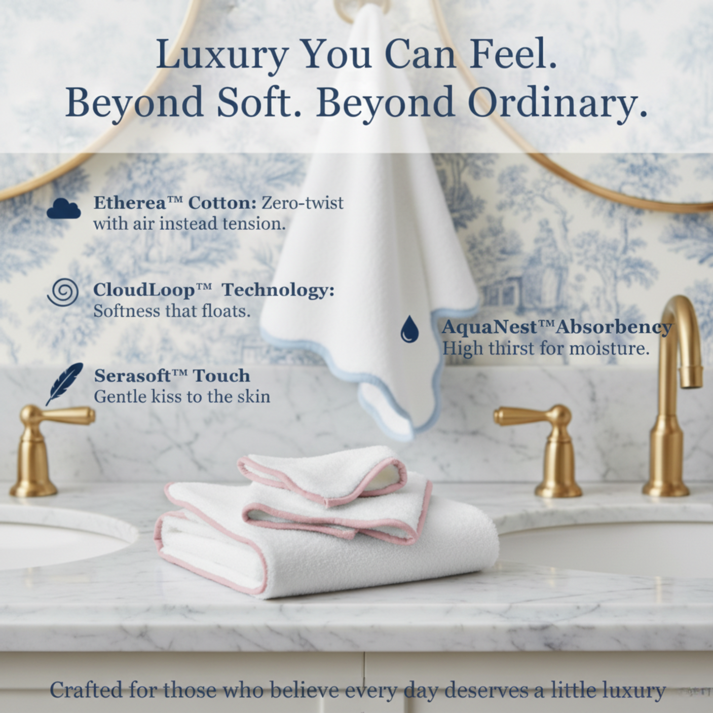 Everyday luxury seekers' zero-twist cotton hand towels with scallop piping in white and pink for cloud-soft comfort - Lotus Linen