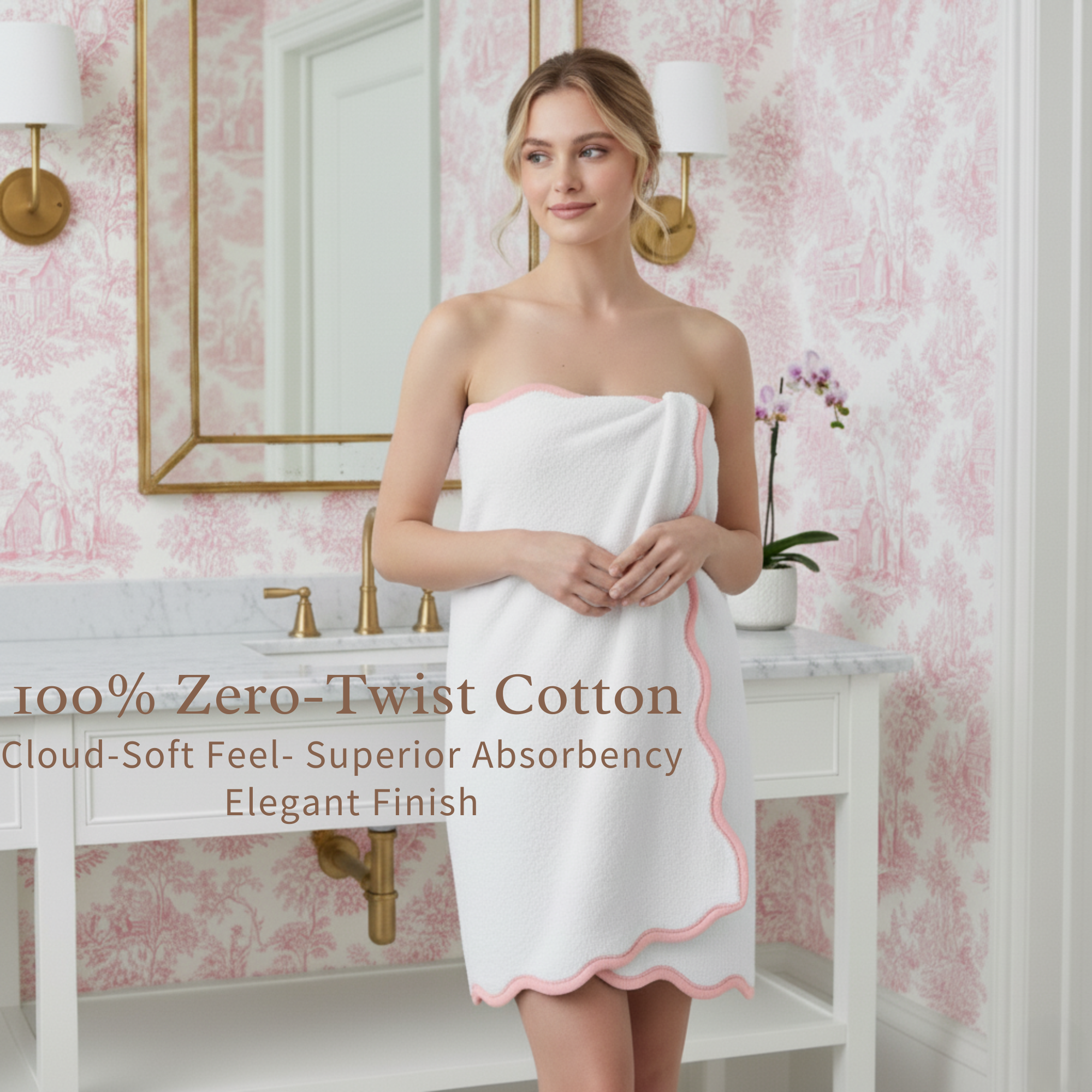 Scallop Piping Bath Sheet – Oversized Bathroom Towel