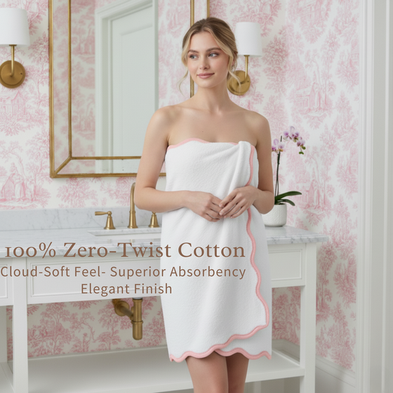 Luxury Scallop Piping Cotton Bath Mat