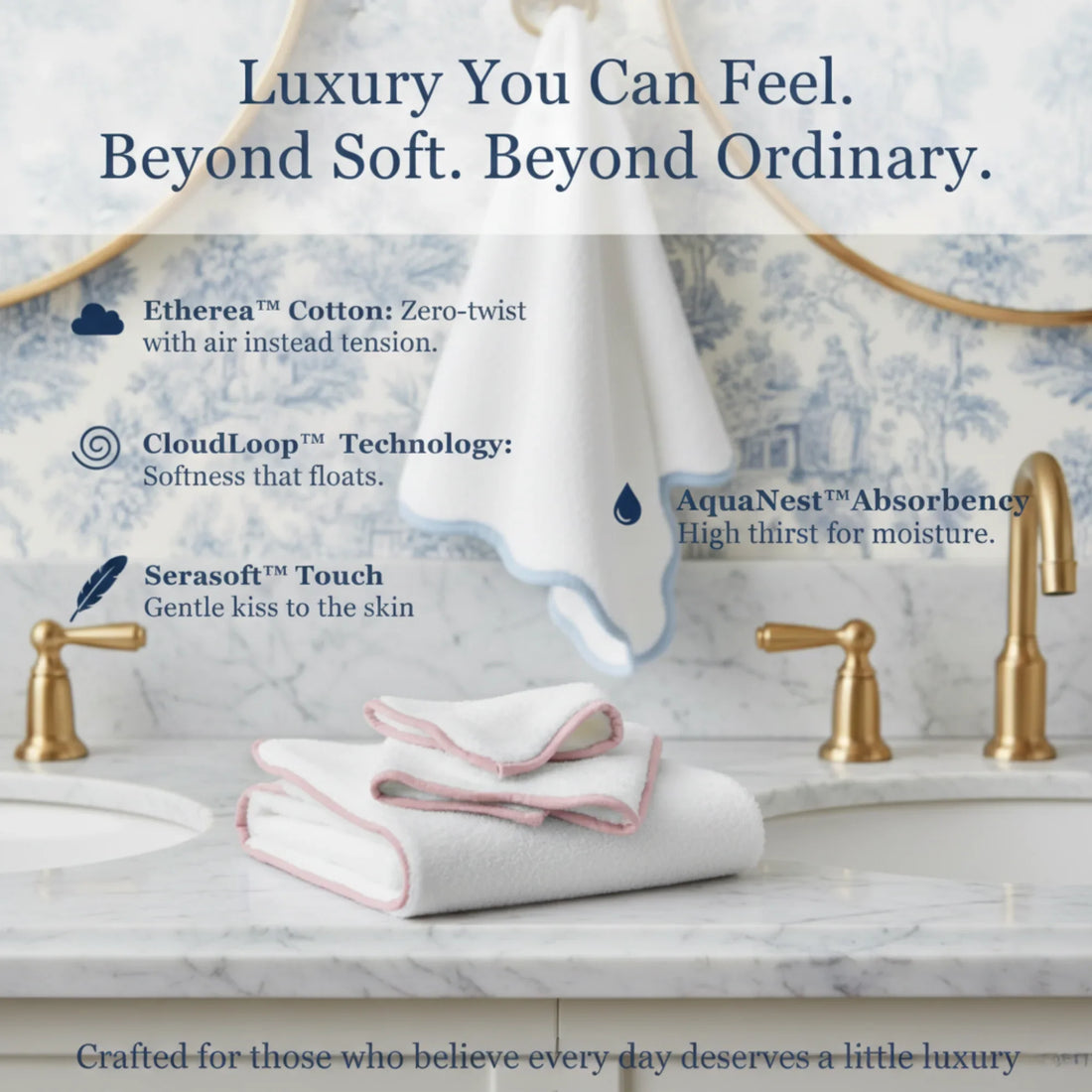 Everyday luxury seekers' white cotton washcloths with scallop piping for cloud-soft pampering - Lotus Linen