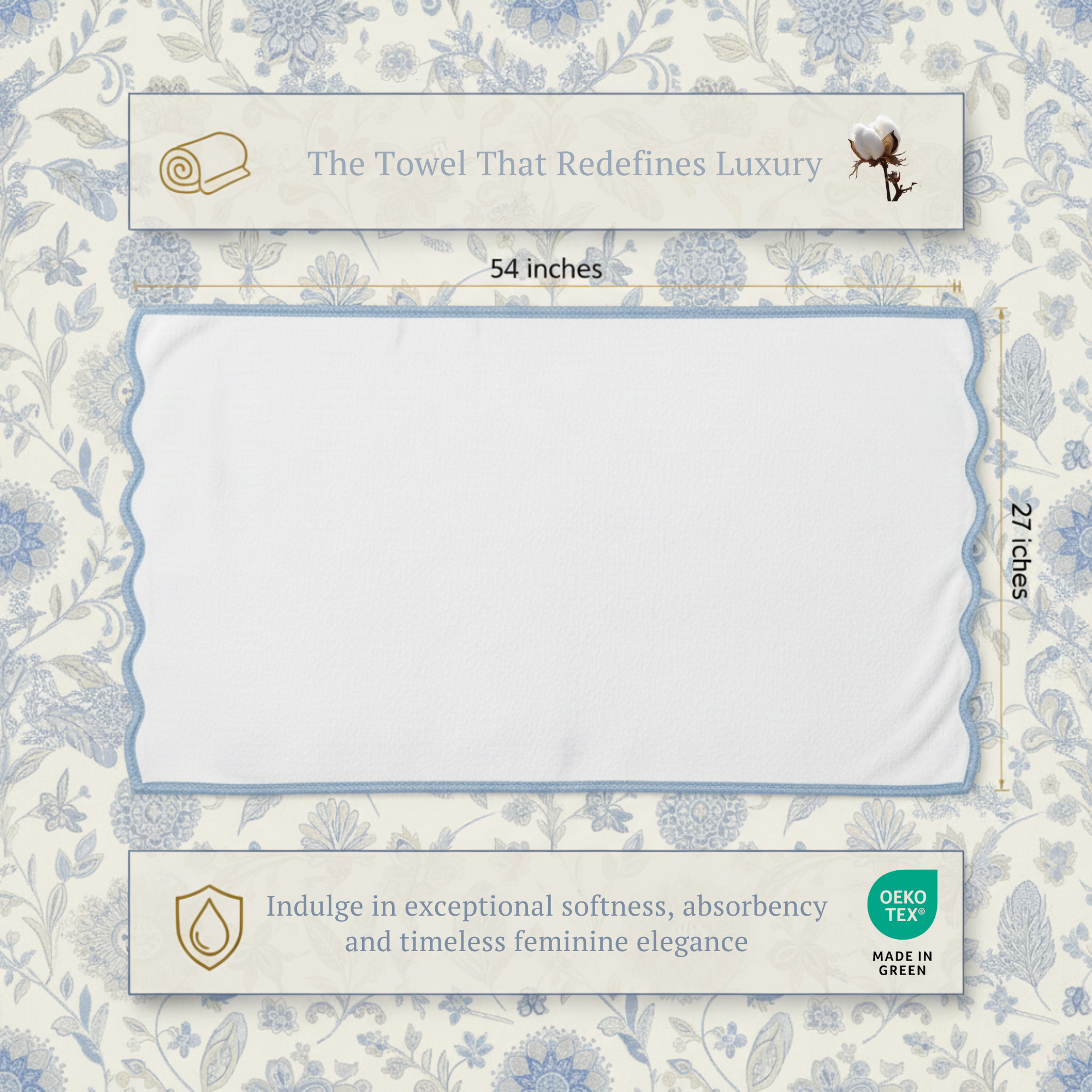 Luxury Scallop Piping Cotton Bath Mat