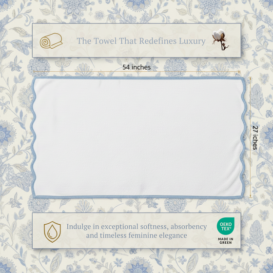 Luxury Scallop Piping Cotton Bath Mat