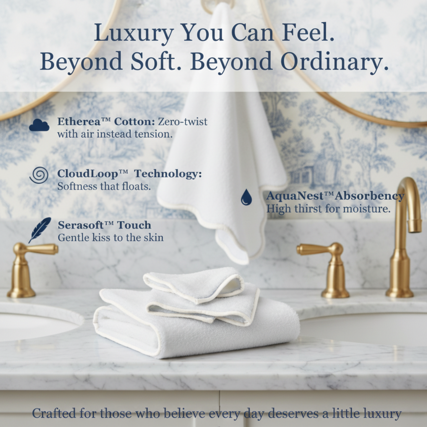 Everyday luxury seekers' white scallop-piped cotton hand towels with cloud-soft zero-twist comfort - Lotus Linen