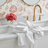 Luxury Cotton Hand Towels with Scallop Piping