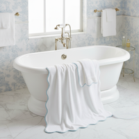 Luxury Scallop Piping Bath Towel Sets (6-Piece)
