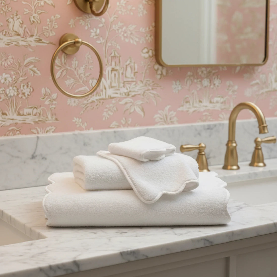Luxury lovers' oversized scallop-edge bath sheet in crisp white for indulgent spa-quality comfort - Lotus Linen