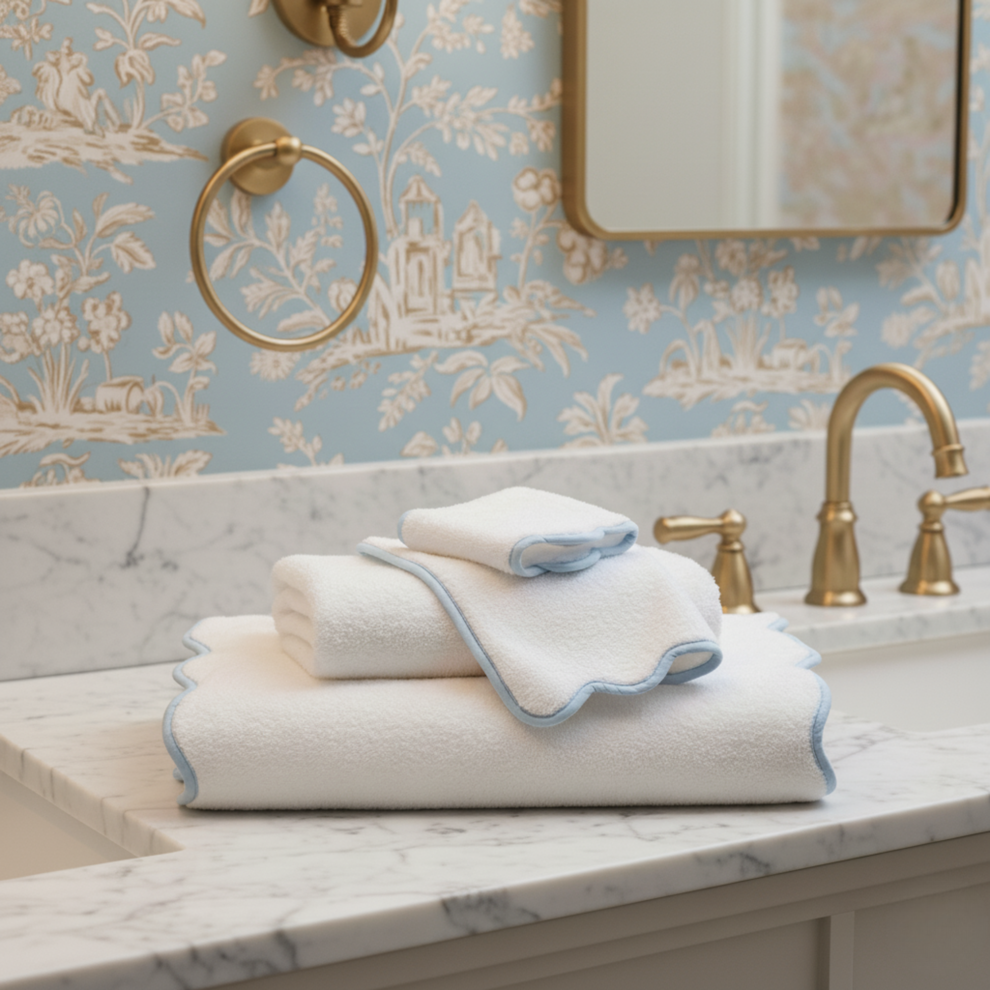Scallop Piping Bath Sheet – Oversized Bathroom Towel
