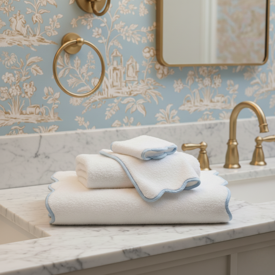 Scallop Piping Bath Sheet – Oversized Bathroom Towel