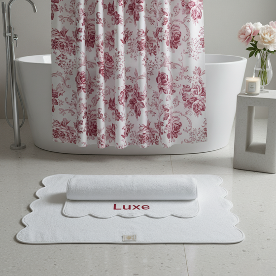 Luxury Scallop Piping Cotton Bath Mat