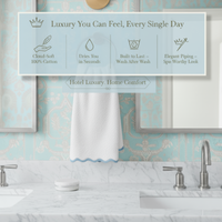Luxury Cotton Hand Towels with Scallop Piping