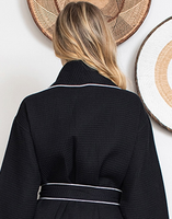 Knee-Length Waffle Kimono Robe for Women - Lotus Linen