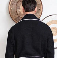 Premium Waffle Piping Robe for Men - Lotus Linen