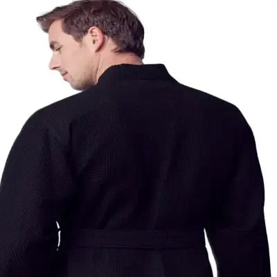 Waffle Kimono Spa Bathrobe for Men - Absorbent, Lightweight - Lotus Linen