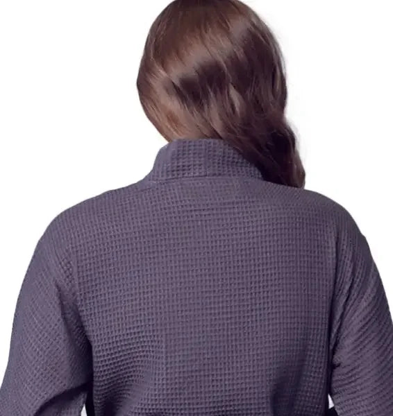 Knee-Length Waffle Kimono Robe for Women - Lotus Linen