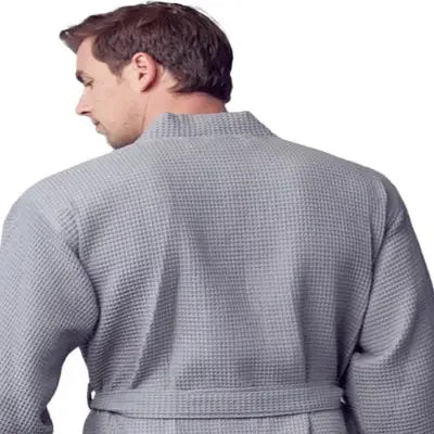 Waffle Kimono Spa Bathrobe for Men - Absorbent, Lightweight - Lotus Linen