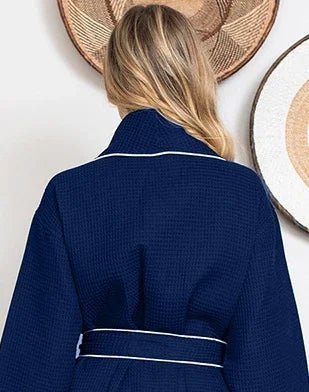 Knee-Length Waffle Kimono Robe for Women - Lotus Linen