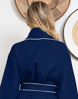 Knee-Length Waffle Kimono Robe for Women - Lotus Linen