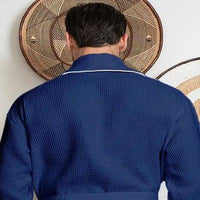 Premium Waffle Piping Robe for Men - Lotus Linen