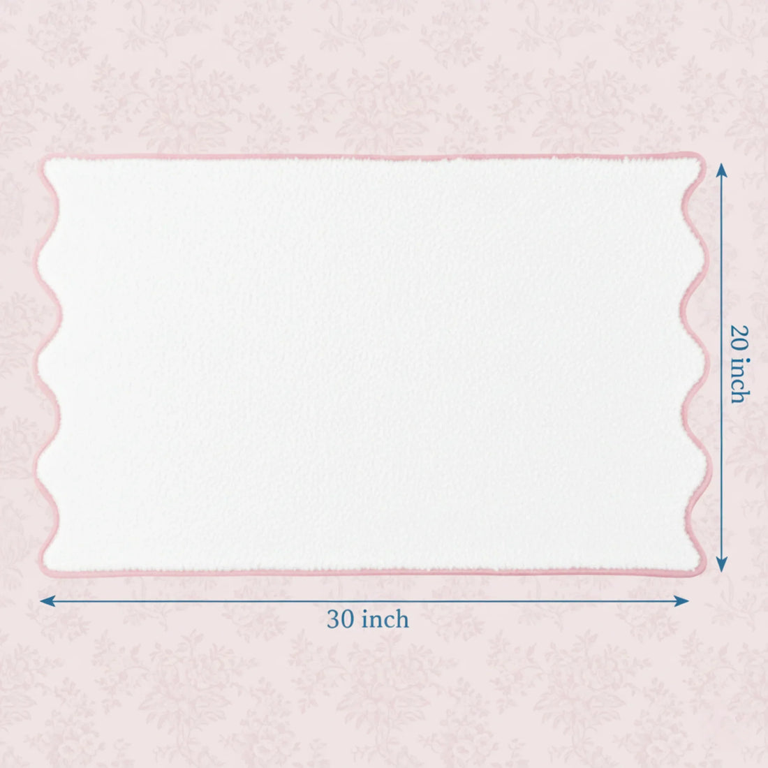 White scallop-edged luxury cotton washcloth with pink piping sized 30x20 inches for spa-quality comfort - Lotus Linen