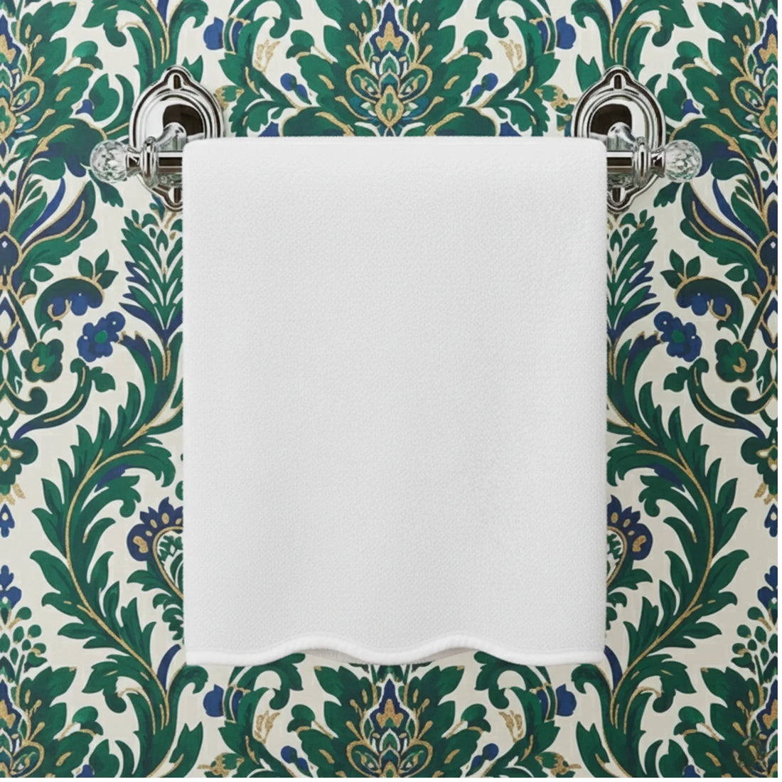 Pamper yourself with a white scallop-edge cotton bath mat for spa-quality comfort and elegance - Lotus Linen