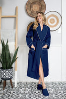 Women’s Waffle Piping Bathrobe – Lightweight Spa-Style Comfort - Lotus Linen