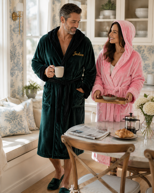 Men’s Robe with Hood – Ultra-Soft Plush Comfort for Everyday Use - Hooded Green Black