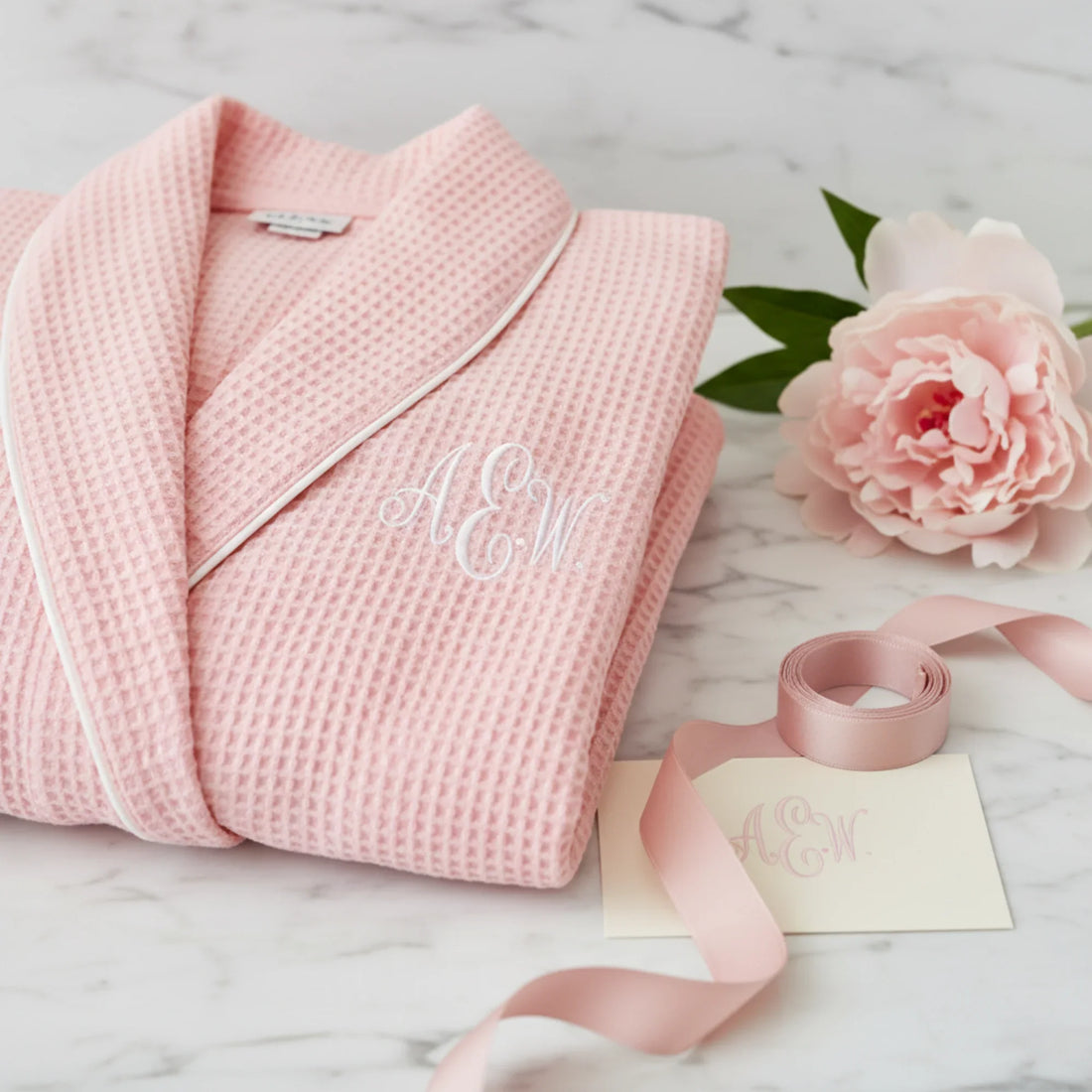Women’s Waffle Piping Bathrobe – Lightweight Spa-Style Comfort - Lotus Linen