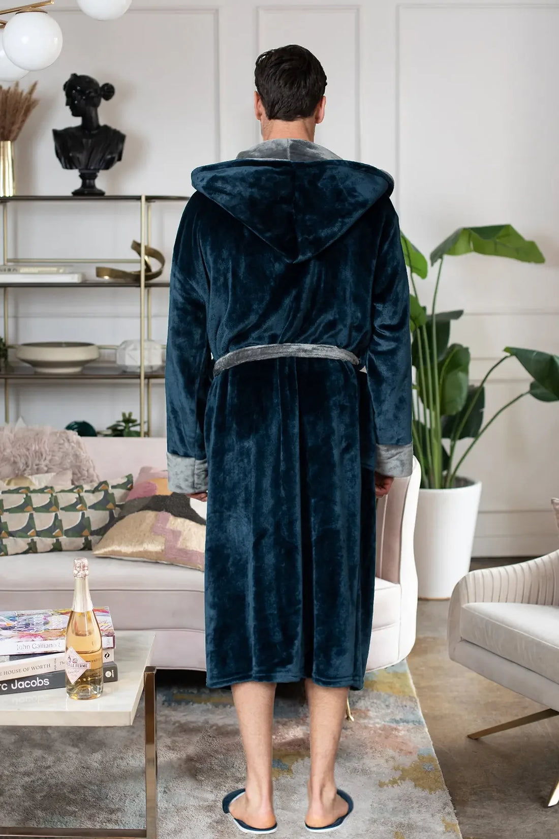 men's luxury dressing gown with hood DudeRobe Luxury Men's Hooded Bathrobe Black 2XL/3XL