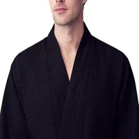 Waffle Kimono Spa Bathrobe for Men - Absorbent, Lightweight - Lotus Linen
