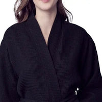 Knee-Length Waffle Kimono Robe for Women - Lotus Linen