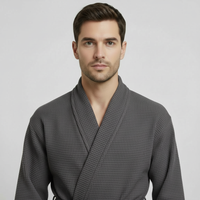 Waffle Spa Bathrobe for Men -  Absorbent, Lightweight