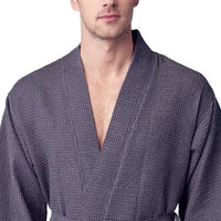 Waffle Kimono Spa Bathrobe for Men - Absorbent, Lightweight - Lotus Linen